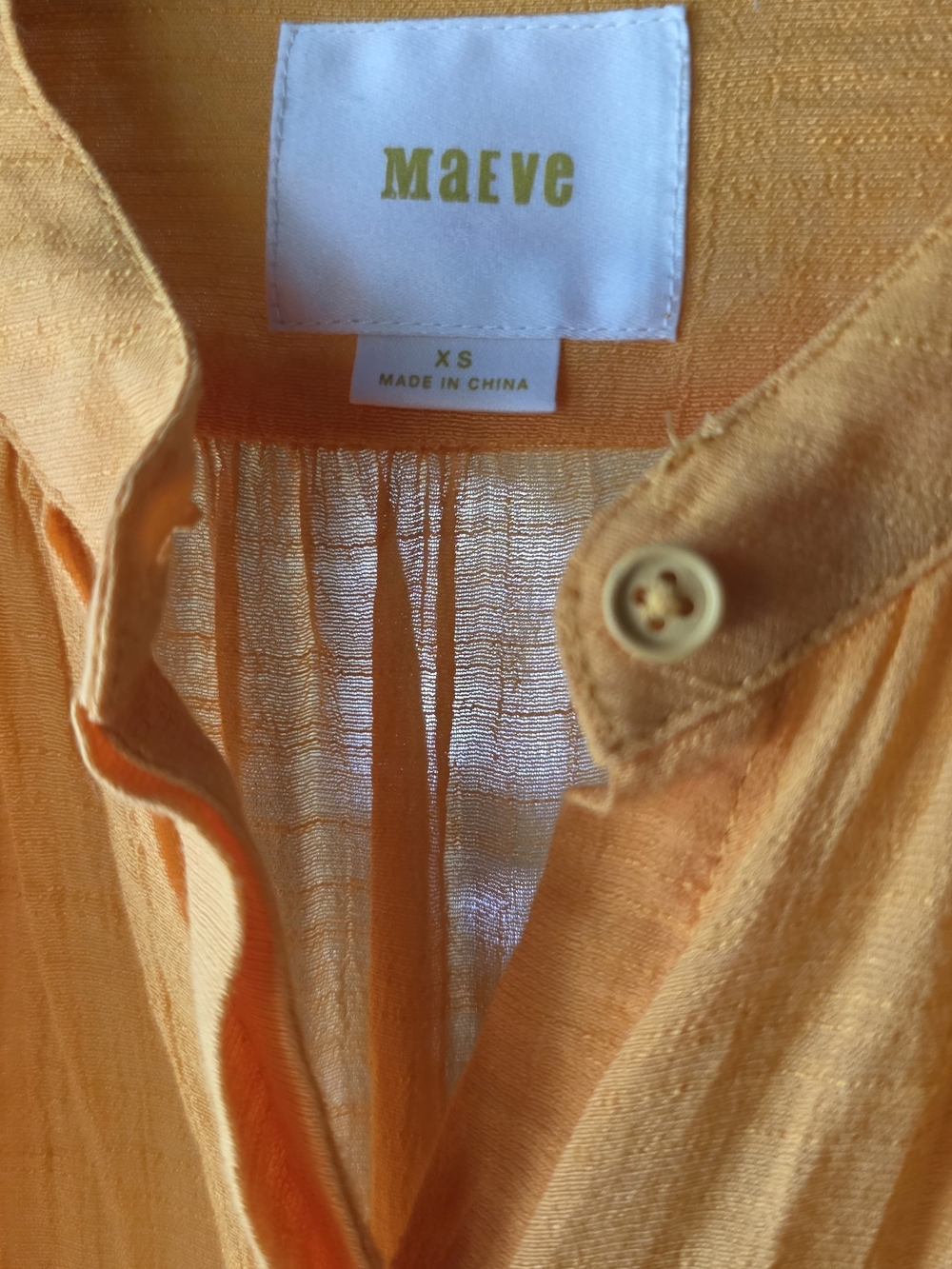 Maeve Button-Front Yellow Collar Top in Orange - Picture 2 of 4